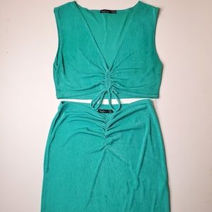 Ruched Crop Top & Mini Skirt Set